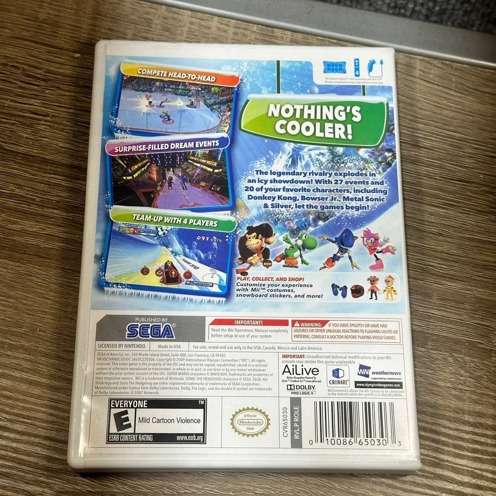 Sega Mario & Sonic at the Olympic Winter Games Nintendo Wii CIB RVL-P-ROLE